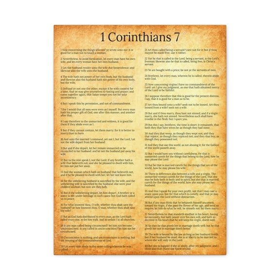 Scripture Walls 1 Corinthians 7 Marriage Chapter Gold Christian Wall Art Print Ready to Hang Unframed