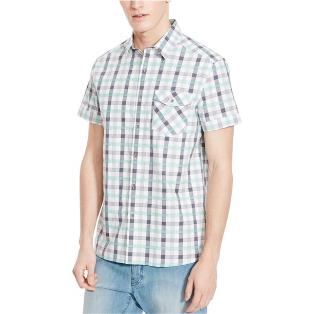 Camisa Kenneth Cole Gregory Plaid Button Up para hombre verde grande