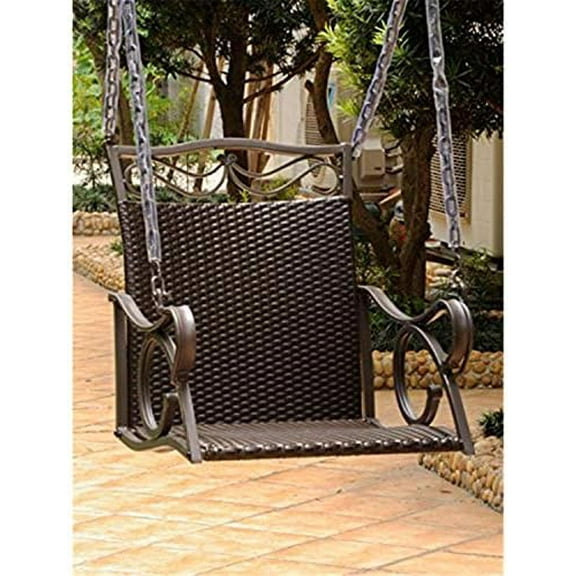 Valencia Resin Wicker Porch Swing Chocolate$$Garden & Patio