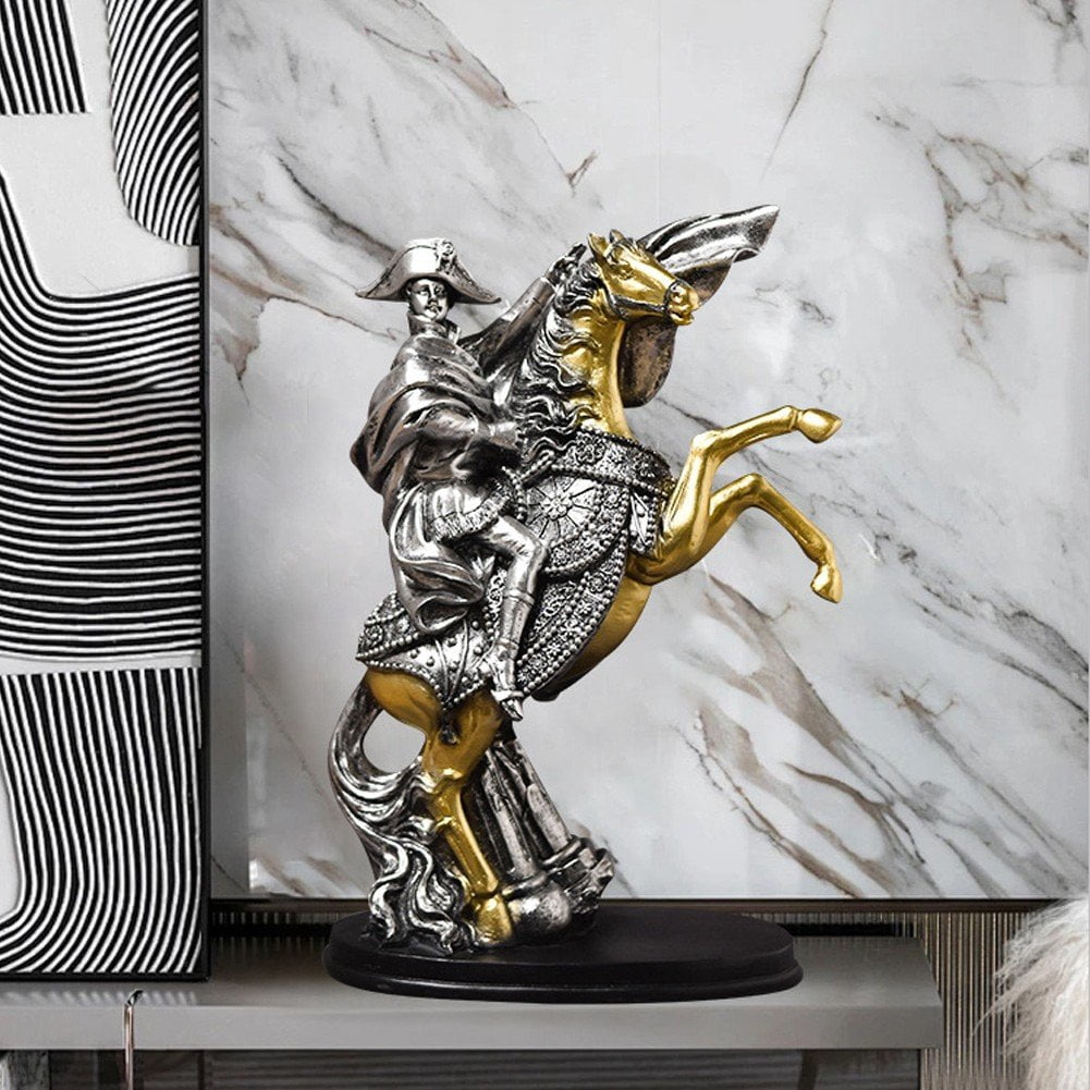 Hzzsbu Knight Statue Decoration Resin Napoleon Knight Equestrian Ornament Figurine For Indoor Desktop Office Bookshelf Decoration
