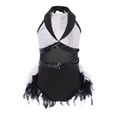 thumbnail image 3 of Haitryli Feather Skirted Leotard for Girls Hip Hop Latin Jazz Dance Bodysuit Gymnastic Tutu Dress Ballerina Outfits White 6, 3 of 4