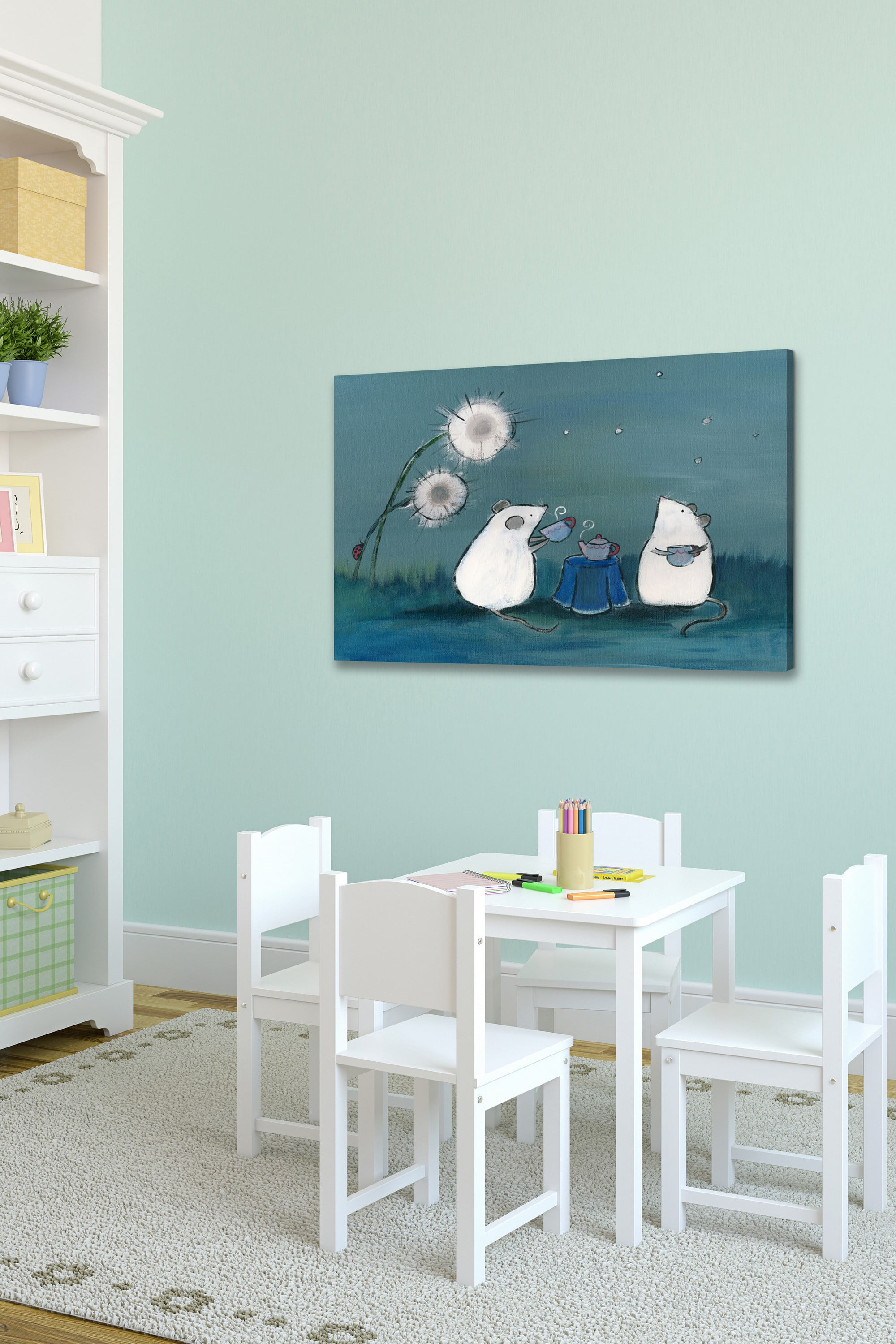 "Andrea Mouse Tea Party" Painting Print on Wrapped Canvas