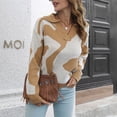 thumbnail image 5 of Womens Fall Fashion 2022! QLEICOM Sweaters for Women, Women Casual Fashion Color Matching Pullover Long Sleeve V-Neck Sweater On Clearance, 5 of 9
