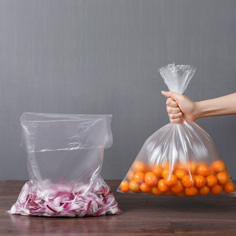 Plastic Bags with Handles Bulk, 100 Pcs Frosted Clear Bags with Handles Soft for Shopping Bags, Gift Bags, Take Out Bags, High-Density Big Size 15.7