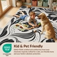 thumbnail image 4 of Design&I 4'x6' Washable Area Rug Snag-Free Skid-Resistant Medium Black White Floral and Leaf Design Elegant Swirling Foliage with Dotted Accents for Home Office, Under Desk, 4 of 7