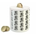 thumbnail image 2 of Pineapple Piggy Bank, Hand Drawn Tropical Theme Vintage Style Pineapple Fruit Pattern, Ceramic Coin Bank Money Box for Cash Saving, 3.6" X 3.2", Black Grey White, by Ambesonne, 2 of 4
