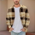 thumbnail image 2 of Men's Plaid Shirts Casual Button Down Shirt Jackets Long Sleeve Stylish Regular Fit Coats with Pockets Fall Soft Outwear (M, Gold), 2 of 5