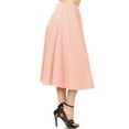 thumbnail image 2 of Women's A-Line Pleats High Waist Elastic Band Comfy Solid Midi Skirt S-3XL Made in USA, 2 of 4