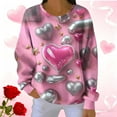 thumbnail image 2 of Enjoytime Valentine Sweatshirt for Women Lover Heart Printed Long Sleeve Tops Casual Vintage Loose Oversized Sweatshirts Hot Pink L, 2 of 6