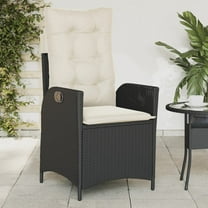 vidaXL Reclining Patio Chair with Cushions Black Poly Rattan