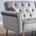 thumbnail image 2 of Tufted Velvet Sofa with Golden Metal Legs and Pillows / Modern Look for Home Decor, 2 of 3