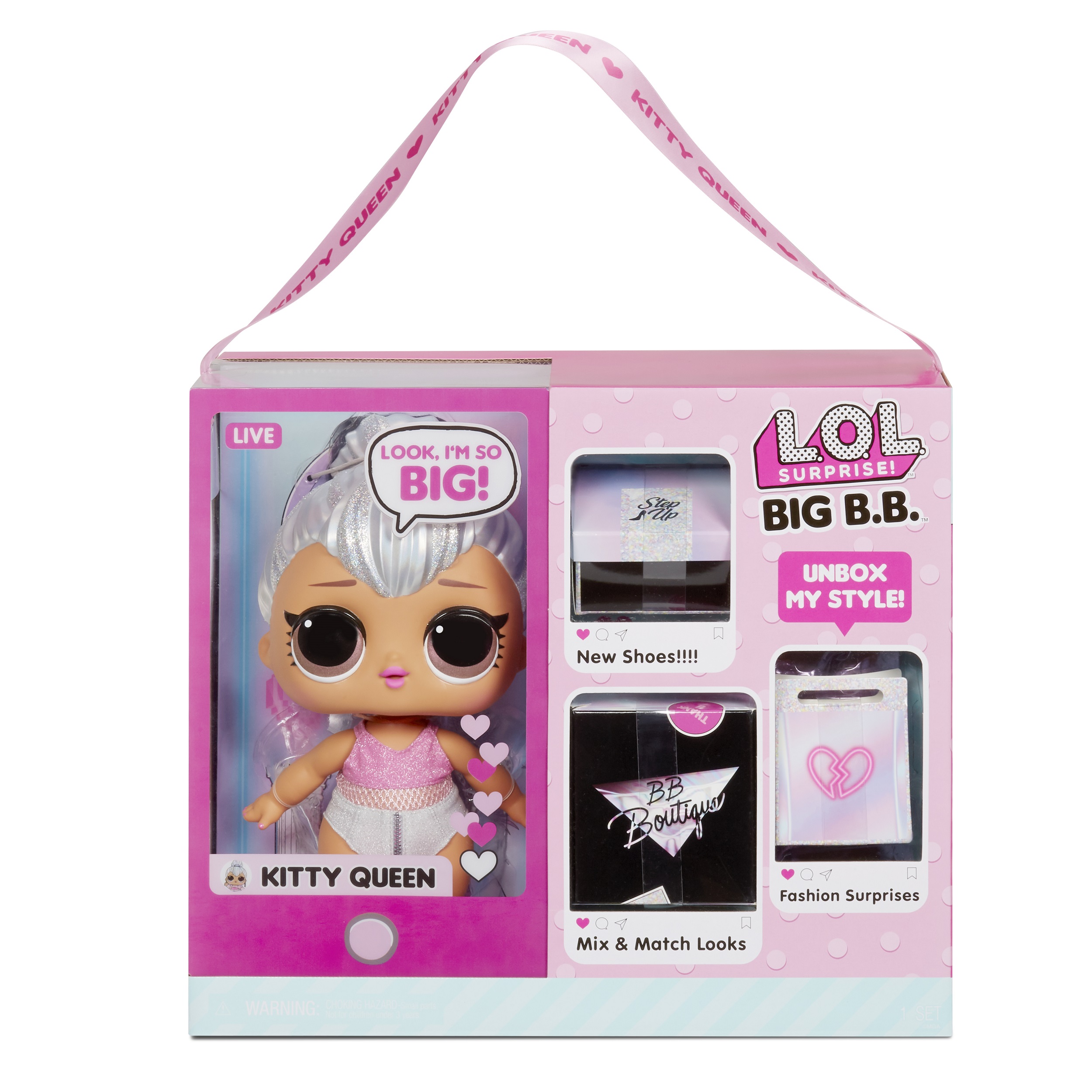 LOL Surprise Big B.B. (Big Baby) Kitty Queen – 12" Large Doll, Unbox Fashions, Shoes, Accessories, Includes Playset Desk, Chair and Backdrop - image 3 of 7