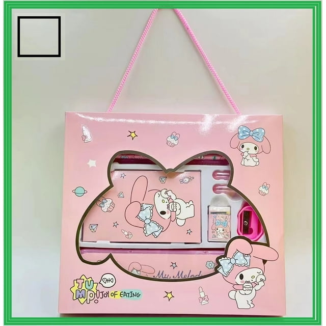 2024 Sanrio Mymelody Kuromi Cinnamoroll Pencil Ruler Earser Sharpener Pencil Case Stationery Set For School Gir Boy Gift C Multi-Colored