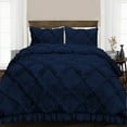 thumbnail image 1 of Oversized King/Palatial King Comforter Diamond Ruffle Navy Blue Luxurious Collection Microfiber Fill Duvet Insert Box Stiched Quilted Fluffy Soft All Season Comforter with Pillowcases & Premium Piping, 1 of 7