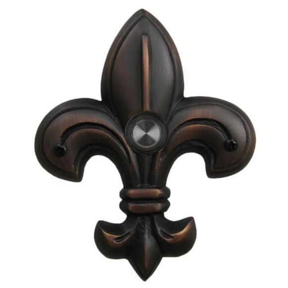 Waterwood Cloche de Porte en Laiton Fleur de Lis Moyenne en Bronze Huilé