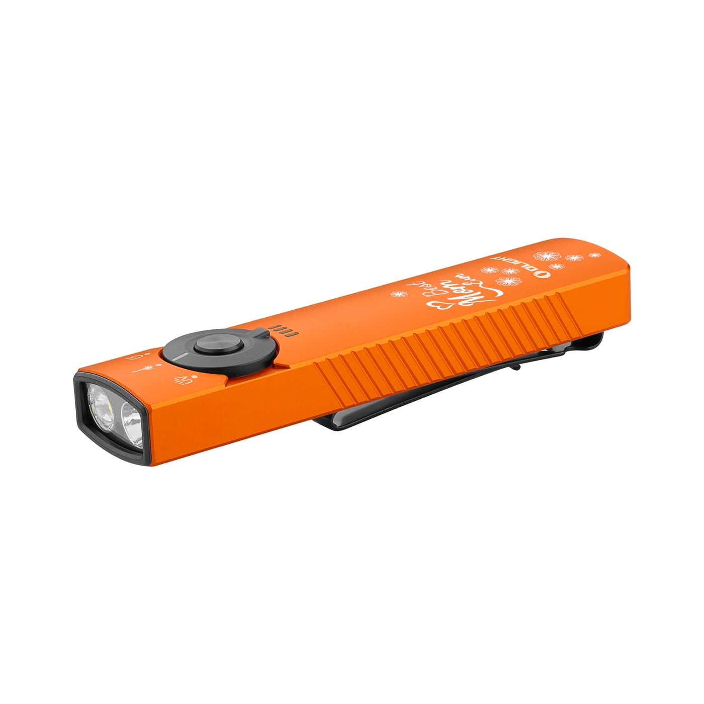 Olight Arkfeld Pro Orange Best Mom CW Flat EDC Flashlight, LED/UV/Laser, 1300 Lumesn