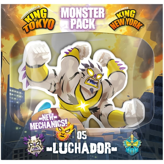 IELLO: King of Tokyo: Monster Pack - Luchador - New Fighter Expansion, Battle & Challenge Card Game, Foil Board & Wrestler Masks, Ages 8 , 2-4 Players