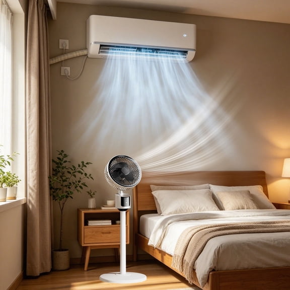 Quiet Pedestal Floor Fan, 3-Speed Large Air Blower with Humidification, Cooling Fan for Bedroom, Office & Apartment, Ultra Quiet Evaporative Cooler for Sleeping​