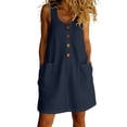thumbnail image 3 of TaTaai Women's Spring Summer Solid Dress Round Neck Sleeveless Loose Fit Casual Tank Mini Dress for Daily Beach Home Vacation Wear Gift, 3 of 8