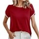 thumbnail image 1 of Top de cuello redondo de manga corta casual de color sólido de verano para mujer OAVQHLG3B Store  lin121212, 1 of 5