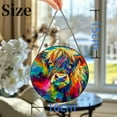 thumbnail image 3 of Rainbow Color Highland Cattle Stained Glass Suncatcher Handmade Window Hanging Colored Glass Suncatcher Crafts Kits for Indoor Garden Decor Memorial Gift 16x16cm(1), 3 of 7