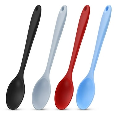 AOWOO 4-Piece Heat Resistant Silicone Mixing Spoon Set - Non Stick Kitchen Utensils with Ergonomic Design, BPA-Free for Mixing, Baking, Serving & Stirring, Dishwasher Safe & Perfect Gift for Cooks