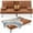 Tan, variant on Best Choice Products Modern Faux Leather Convertible Futon Sofa w/ Removable Armrests, 2 Cupholders - Tan