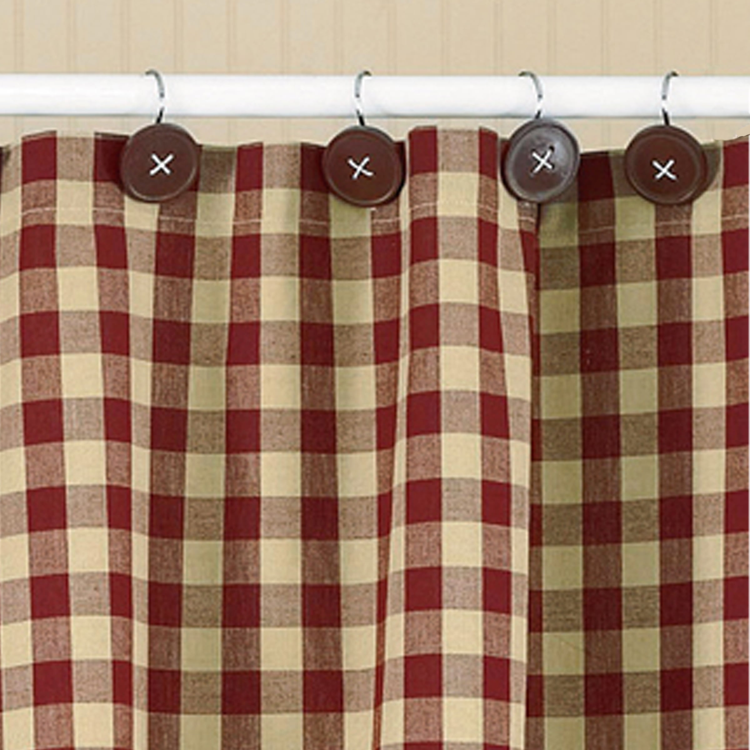 Park Designs Red Button Shower Curtain Hook Set Of 12