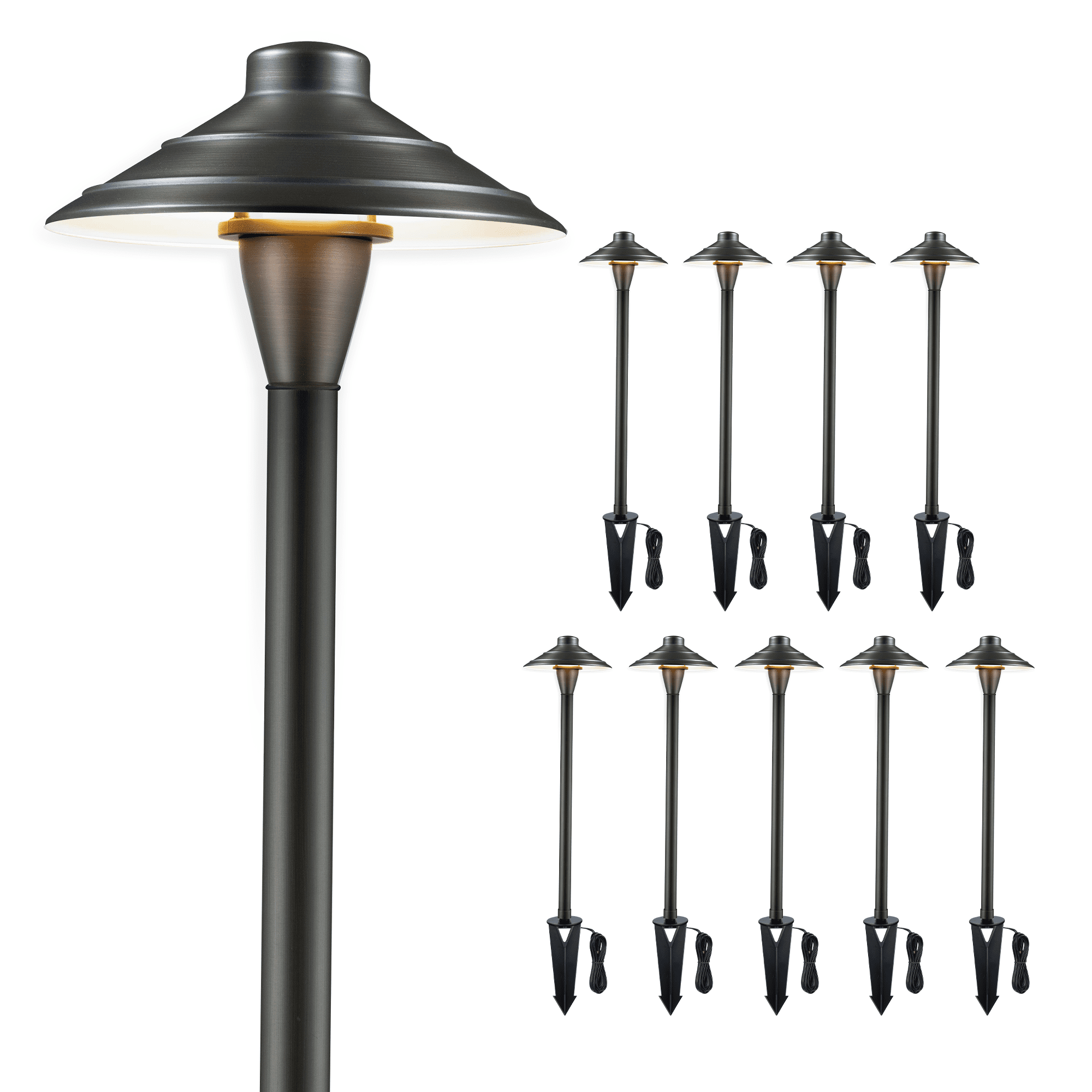 Gardenreet Brass Low Voltage Pathway Lights, 12V Outdoor LED Landscape Path Lights(Hat) for