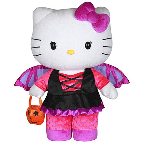 2' Halloween Greeter Sanrio Hello Kitty with Bat Wings and Pumpkin