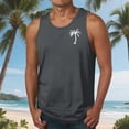 thumbnail image 2 of aohooy Mens Sleeveless T Shirts Summer Cooling Crewneck Beach Tank Tops Tropical Hawaiian Palm Tree Print Casual Muscle Vacation Shirt Gray,S, 2 of 5