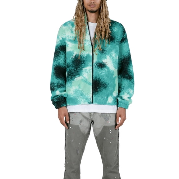 mnml Men's Splash Zip Up Jacket, Green/Black, Small