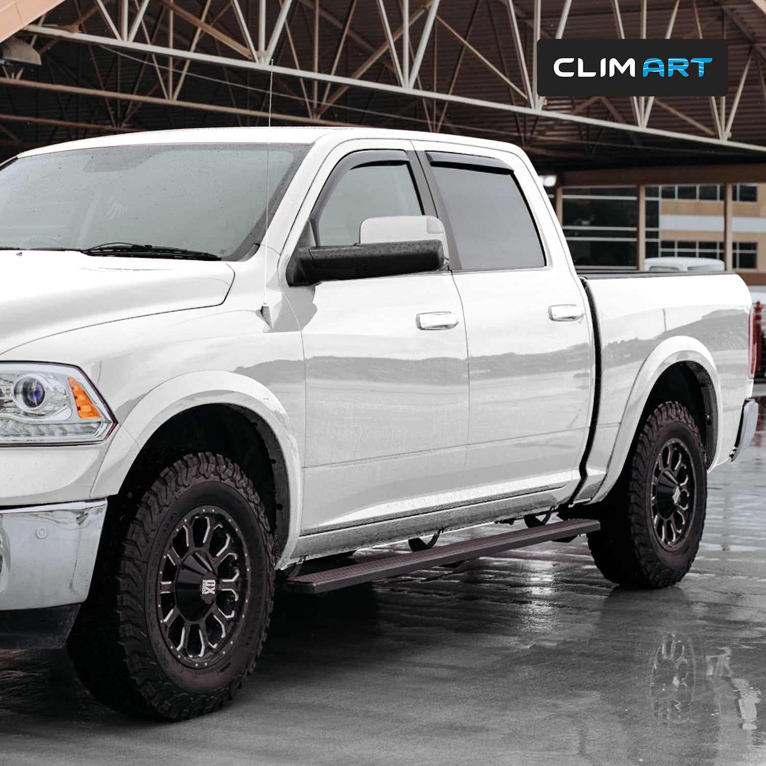 CLIM ART in-Channel Incredibly Durable Rain Guards for Dodge RAM 2009-2018 1500 Crew Cab,Mega Cab,Original Window Deflectors,Vent Window Visors, Vent Deflector Smoke Truck Accessories 4 pcs- 609006