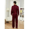 thumbnail image 2 of Vulcanodon Mens Silk Pajamas Set, Long Sleeve Satin Striped Button Down 2-Piece Sleepwear,(Burgundy Stripe,XL), 2 of 5