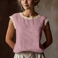 thumbnail image 6 of Women's Cotton Linen Sleeveless Shirt Lace Patchwork Casual Top, 6 of 9