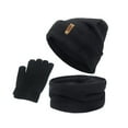 thumbnail image 2 of Conjunto de 3 piezas para mujer: gorro, bufanda y calentador de cuello de punto. Compatible con pantallas táctiles. Negro, 2 of 5