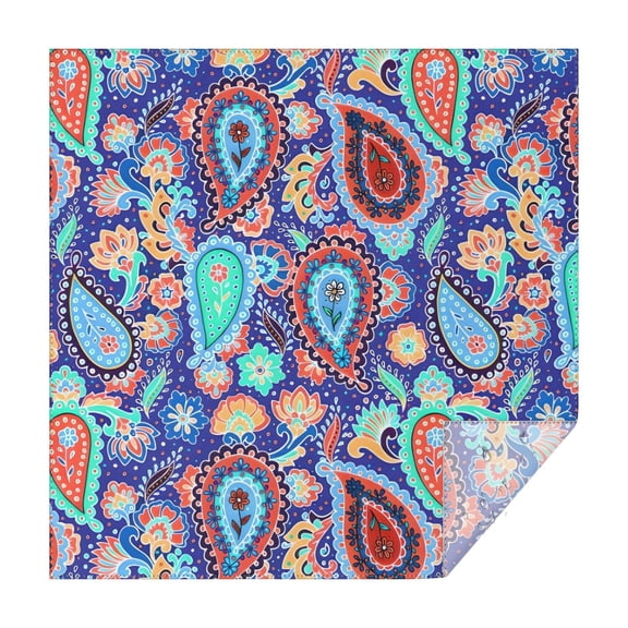 Blue Paisley and Floral Pattern Square Tablecloth,Waterproof Square Table Cover,Wipeable Spillproof Washable Table Cover for Home Kitchen Party Decor 42"X42"(107x107cm)
