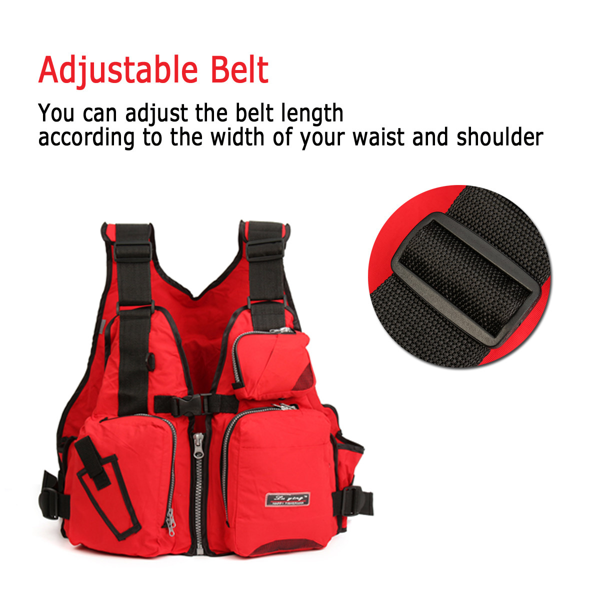 Outdoor Life Jackets for Adult kayaking, Multi-Pockets & Reflective Belt, Adjustable Life Vests for Adults, Safe Aid Jacket, Buoyancy Waistcoat, Swim Vest for Canoe Dinghy, Sailing - image 4 of 8