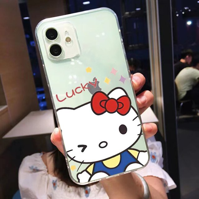 Funda transparente para iPhone 13 Pro Max, carcasa de Hello kitty Cat para iPhone 14 13 12 11 Pro Max Mini 6 6s 7 8 Plus X XR XS Max, color blanco zhangmengya LED