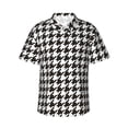 thumbnail image 2 of Yiaed Houndstooth Black And White Print Hawaiian Shirt for Men Short Sleeve Button Down Shirts Beach Shirts for Men-Medium, 2 of 5