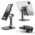 thumbnail image 3 of Support de Bureau Pliable à Hauteur et Angle Réglables avec Protection en Silicone - Visualisation Ergonomique pour Téléphones et Tablettes de 7,9 Pouces, Base Rotative Antidérapante, Compatible avec la Recharge, Rangement Compact - Noir, 3 of 7