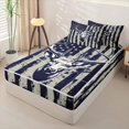 thumbnail image 2 of Manfei Vintage Flag Zipper Full Size Comforter Sets with Fitted Sheet and 2 Pillowcases,Wild Deer Zipper Bedding Set,Navy White,Navy Blue Reversible,4pcs, 2 of 8