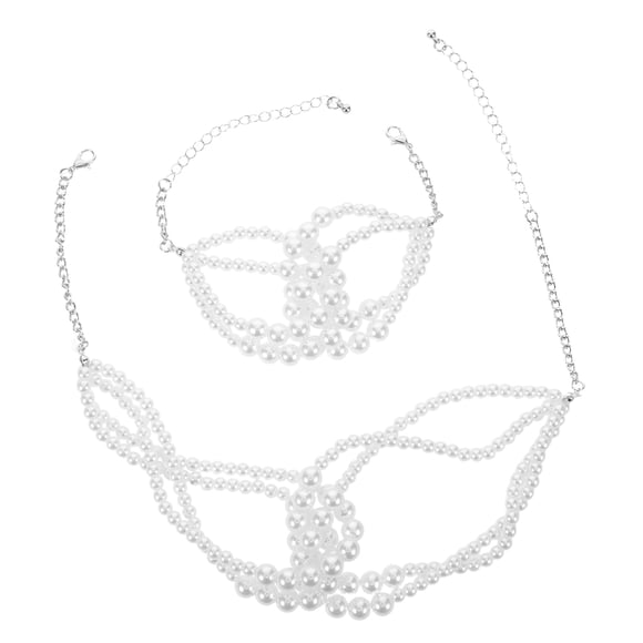 WRITWAA 2Pcs Knotted Plastic Faux Necklace and Bracelet Costume Jewelry Accessories for Weddings