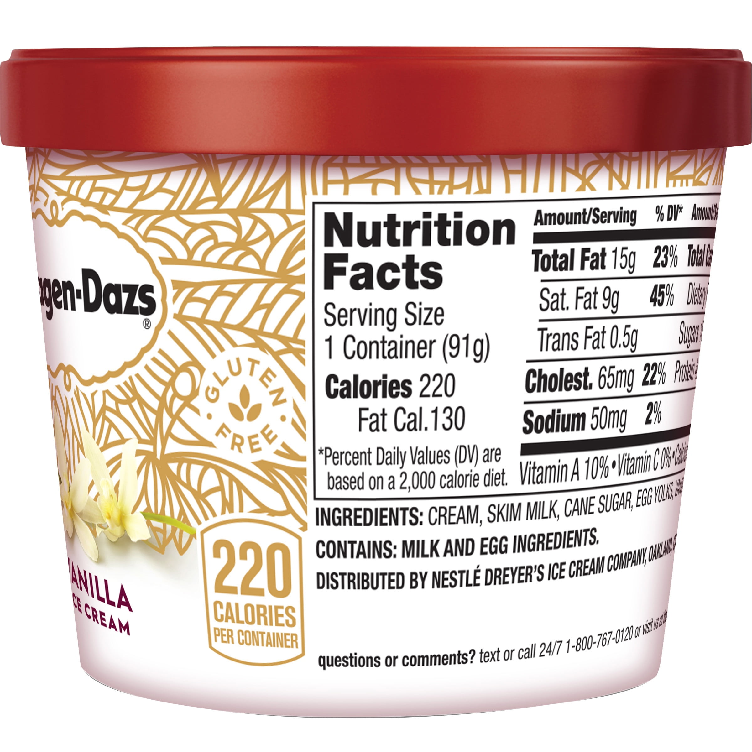 Haagen dazs single serve cups nutrition