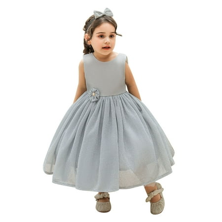 

Flower Baby Girls Dress Formal Bowknot Tutu Backless Puffy Tulle Gowns Princess Wedding Baptism Pageant Birthday Party Maxi Dress