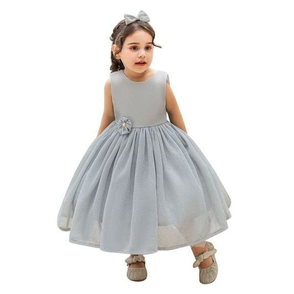 Fesfesfes 2 Piece Set Toddler Girls Net Yarn Embroidery Rhinestone Bowknot Sequins Birthday Party Gown Princess Dresses Headband Suit Holiday Saving