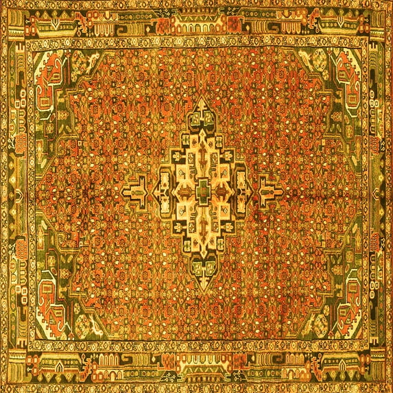 Ahgly Company Indoor Square Persian Yellow Traditional Area Rugs, 8' Square