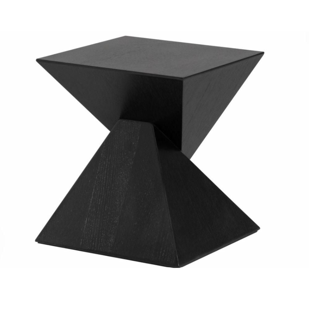 Gize Side Table with Walnut Top Black Veneer Wood Top
