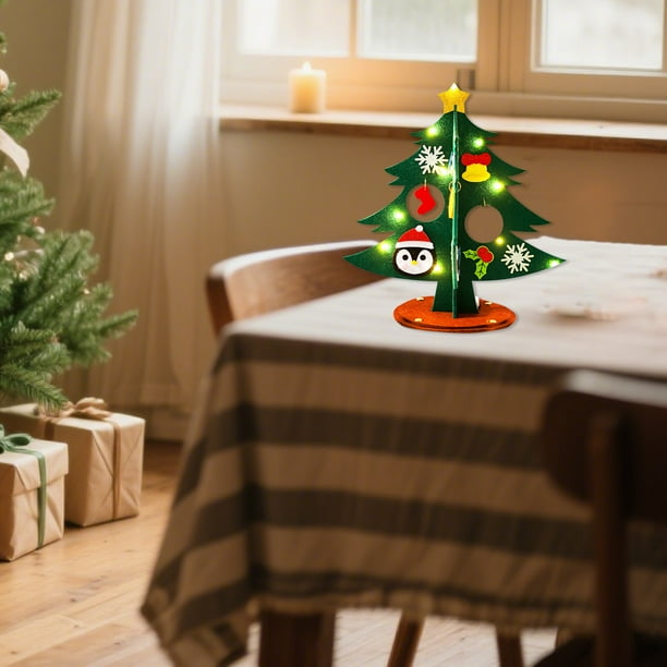 DIY Felts Christmas Tree, 9.5-inch Toddler Tree, Interactive Removable Ornaments, Kids Christmas Craft, Festive Home Decor, Foldable Design, Soft Wool Materials, for Bedroom Playroom