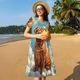 thumbnail image 4 of Goofa Sunshine Cloud Bulldog Pattern Women Summer Short Sleeve Midi Dress with Pockets Casual Aline Flowy Tshirt Dress Vocation Beach Sundress, 4 of 6